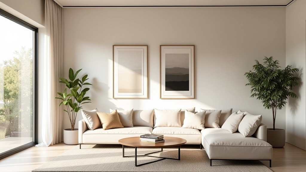 Espacio residencial con arte cuidadosamente colocado